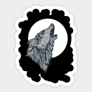 Direwolf Howling at the Moon Sticker